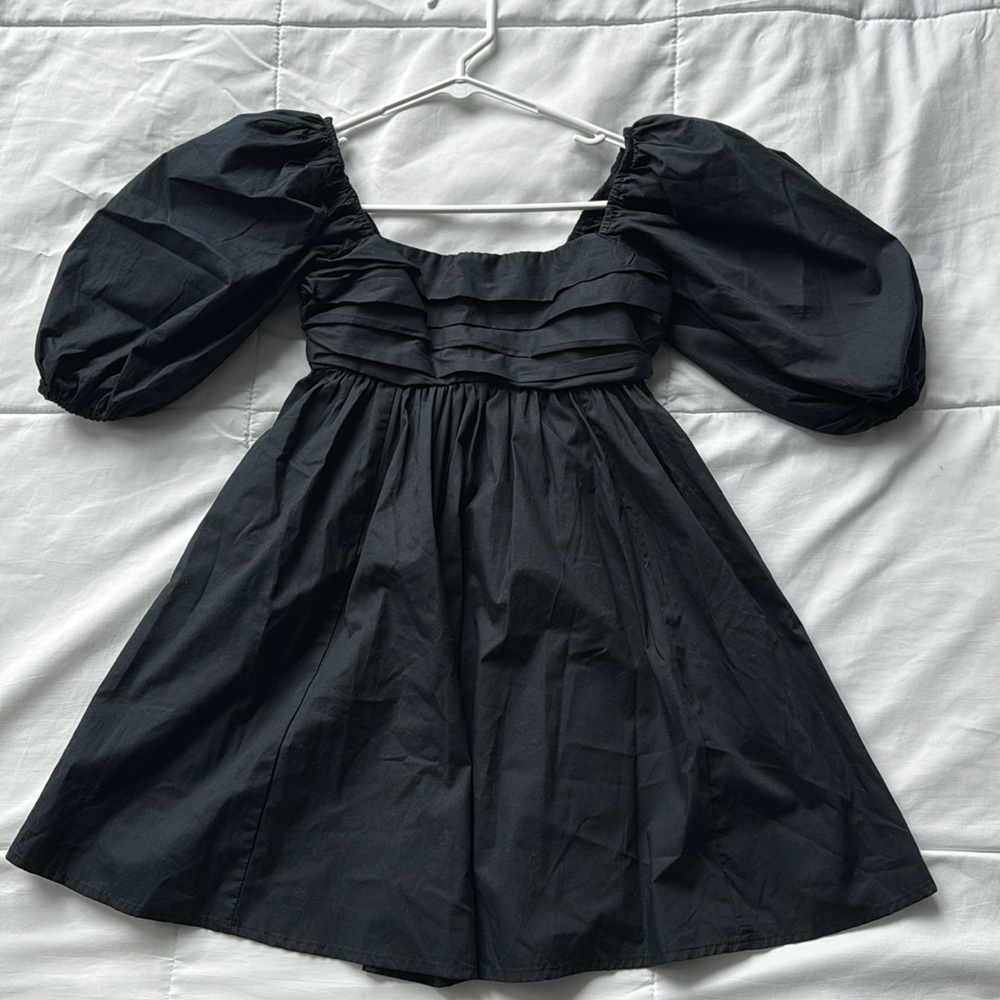Abercrombie & Fitch Black Emerson Poplin Sleeve Short Dress